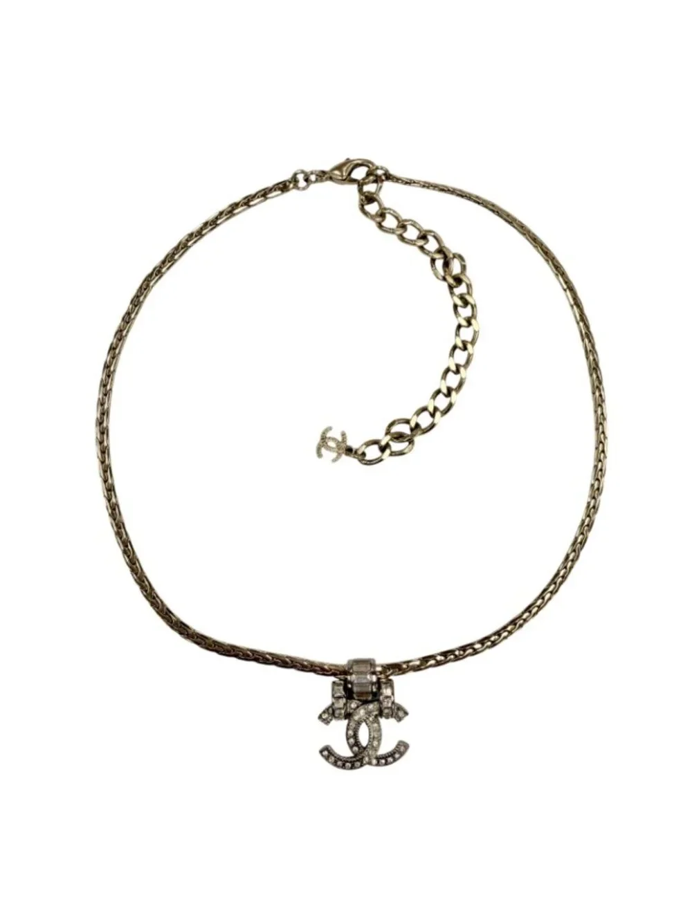 Chanel CC Logo Bijoux Decoration Necklace Choker Silver Gold